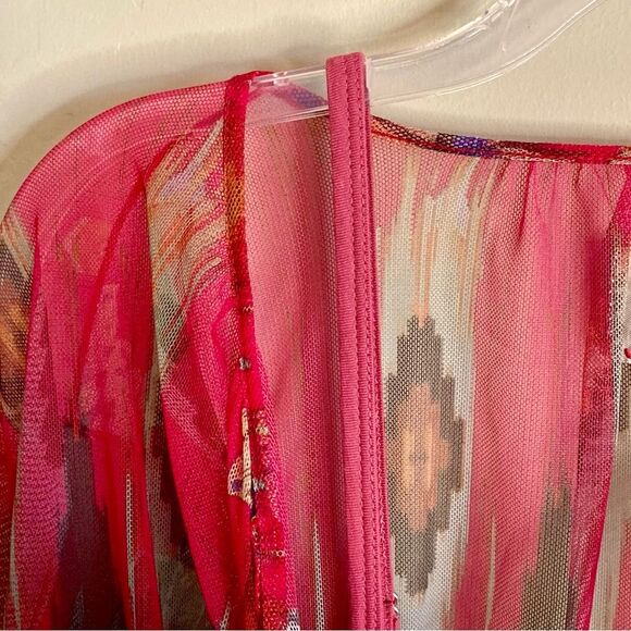 NEW Johnny Was Feather Lark Mesh Blouse Floral Embroidered Red w Camisole Size L - Picture 12 of 16